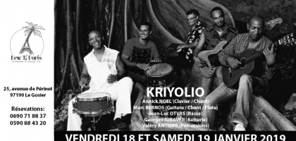 KRIYOLIO en concert au New Ti Paris les 18 et 19 janvier 2019